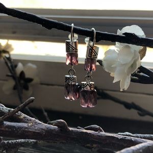 Artisan-made crystal and sterling drop earrings